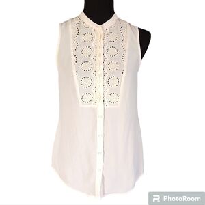 Anthropologie Maeve Marguerite Eyelet  Sleeveless Top sz 0